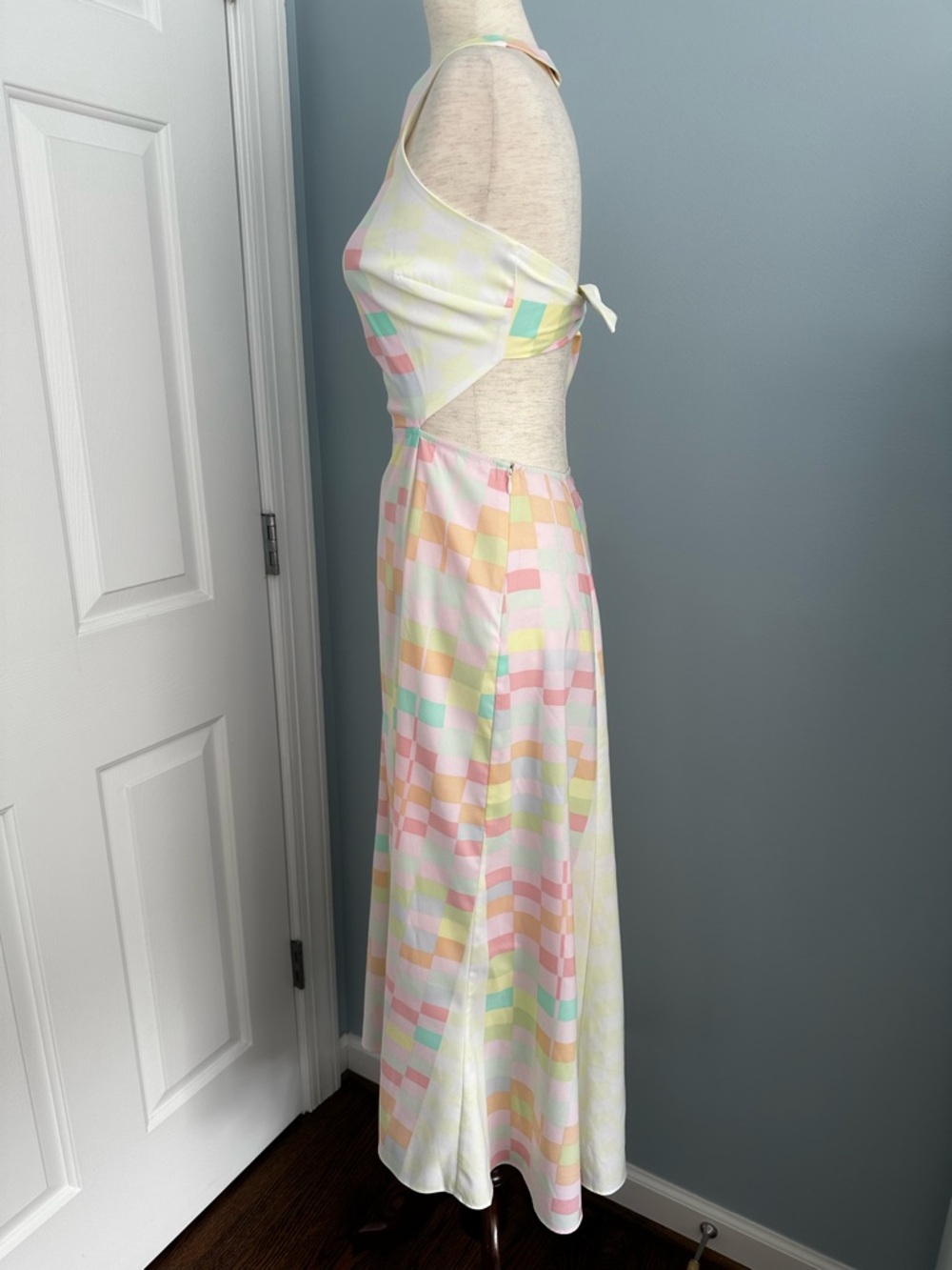 NWT Mara Hoffman Citrus Halter Maxi Dress Pink Orange Pastel Retro 80s Sz 4 - Picture 4 of 13